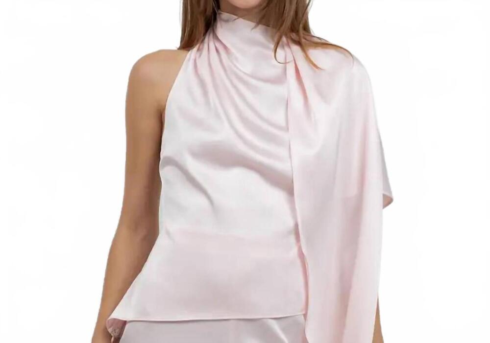 NEW WHITEROOM+CACTUS one shoulder asymmetrical top with self scarf in baby pink